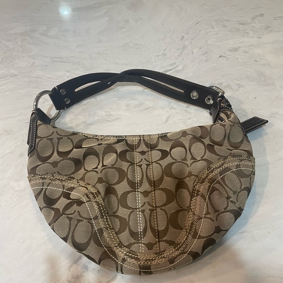 Coach Brown Monogram Canvas Hobo Bag with wristlet - Picture 12 of 13